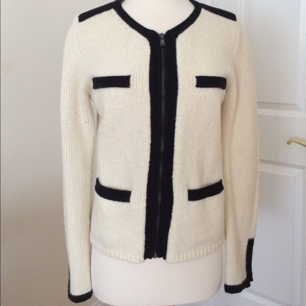 Ann Taylor tipped cardigan jacket ivory - Picture 2 of 5